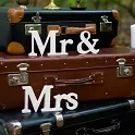 Dekorace dřevěná Mr Mrs - bílá 50 x 10 cm - 3 ks