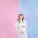 Vystřelovací konfety Růžové - Kluk nebo holka 60 cm