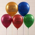Latexové balonky - Happy Fuc..ng Birthday 5 ks - barevný mix