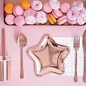 Papírové talířky ve tvaru hvězdy - metalické rose gold 18 cm