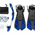 Šnorchlovací set 3 v 1, MODRÝ/TRANSPARENTNÍ, L/XL ploutve 42-47, maska, šnorchl